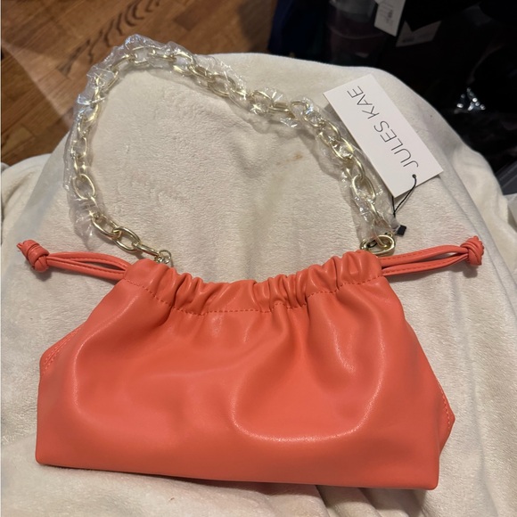 NWT Jules Kae Brea Handbag Removable Gold Chain Vegan Gift Vacation Resortwear